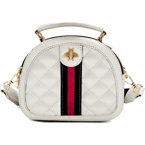 Handbags - Leather Quilted Crossbody Bag for Women Small Top Handle Purse Multi-Use